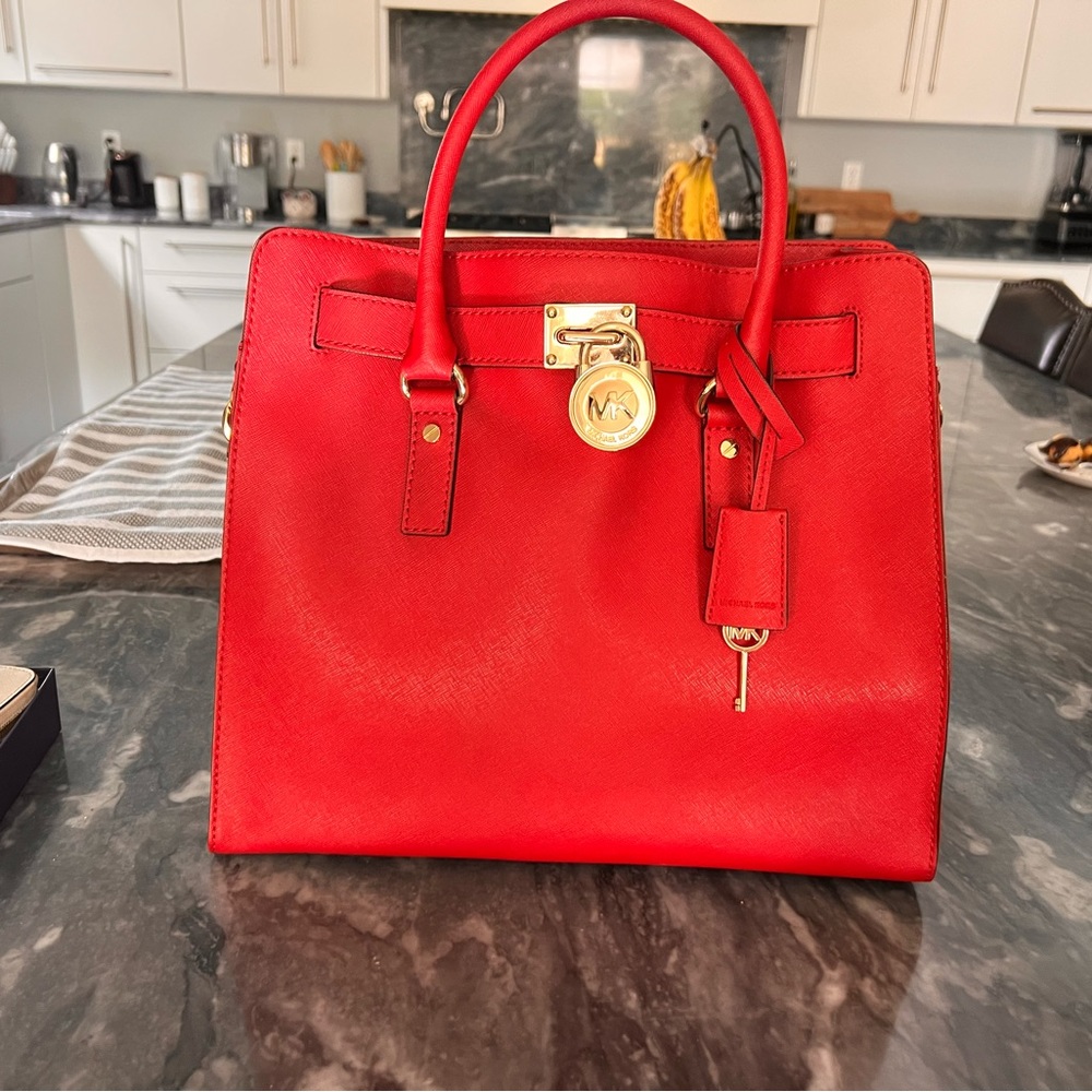Large Michael Kors red Hamilton bag
